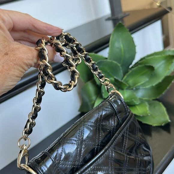 NWT Ann Taylor LOFT Black Quilted Patent Faux Leather Chain Shoulder Bag – NWT - Picture 7 of 9